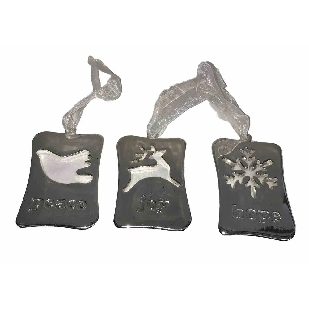 Engraved Cutout Silver Plated Hope,Peace,Joy‎ Ornaments